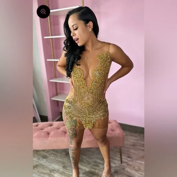Dresses | Gold Rhinestone Prom Dress | Poshmark Dresses | Gold Rhinestone Prom Dress | Poshmark